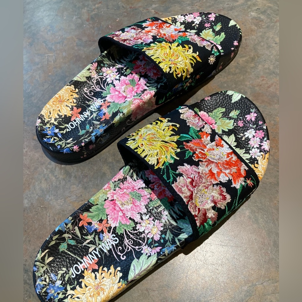 Johnny Was Metalli Pool Slide Sandals EUC Sz 9
